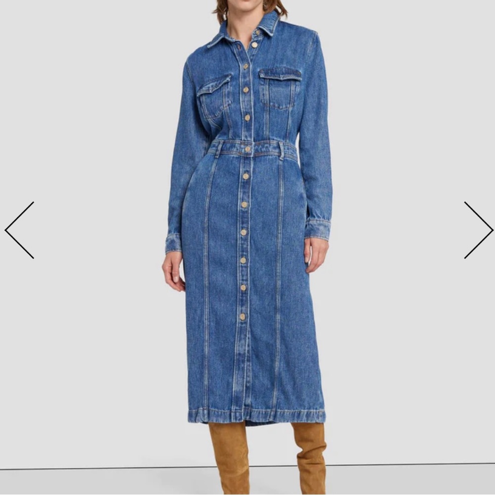 7for all mankind DENIM LUSTRE LUXE DRESS IN DAYLILY